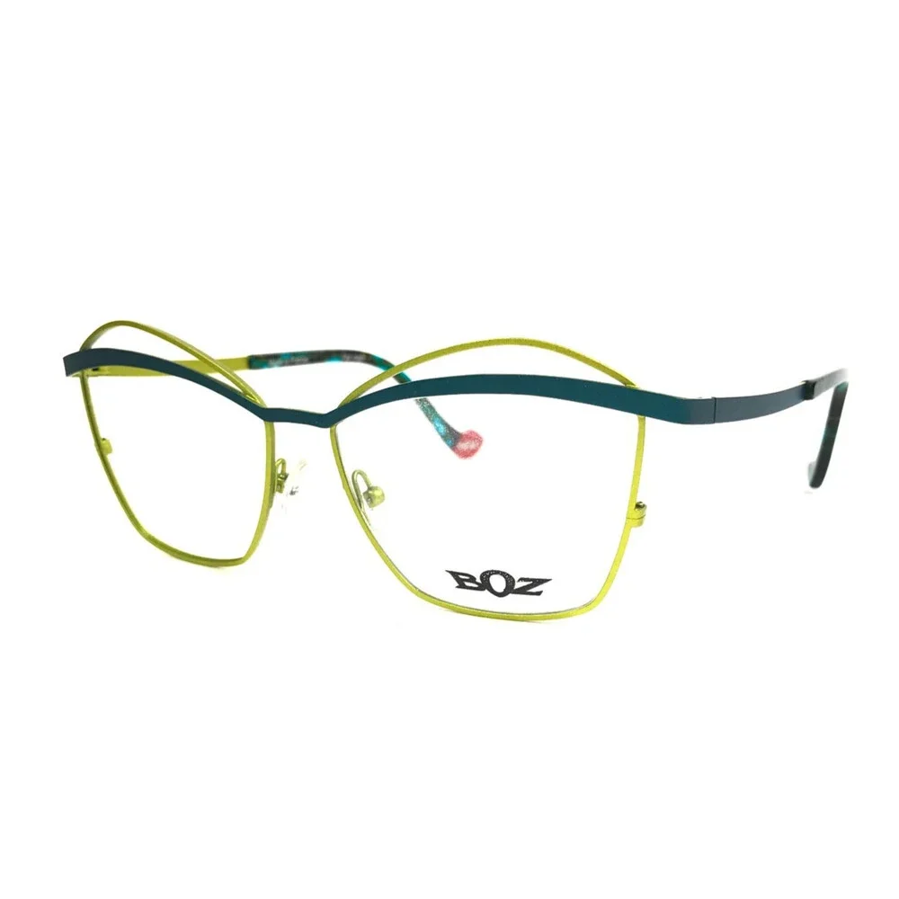 BOZ by J.F. Rey Eyeglasses Frames MADO 4020 Blue Green Wire Cat Eye 53-15-140